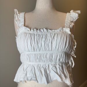 Size Small Juniper Blue White Ruffle Top